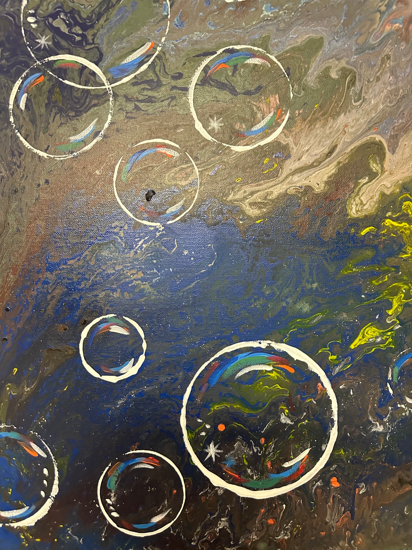 Bubble Painting Yellow Colar Dansing